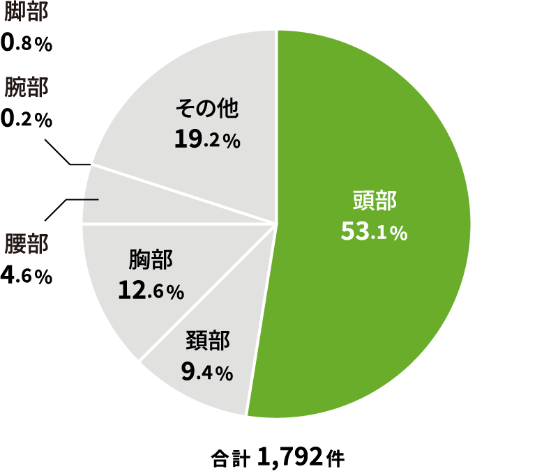 自転車乗用中死者の人身損傷主部位
